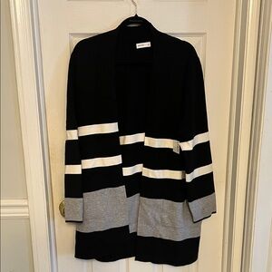 Nine West Black and Gray Striped Cardigan